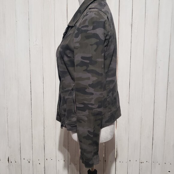 DKNY Women's M Jean Jacket Moto Bomber Gray Camo Cotton - Picture 4 of 7